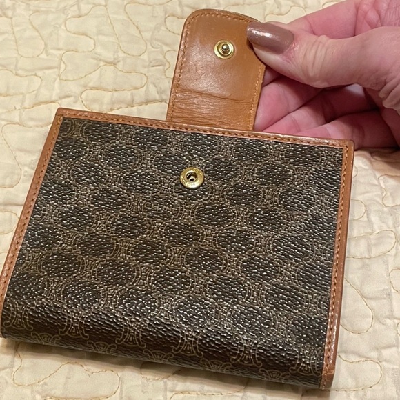 Celine Vintage EUC Paris Kisslock Compact Leather & Canvas Wallet - Picture 5 of 8